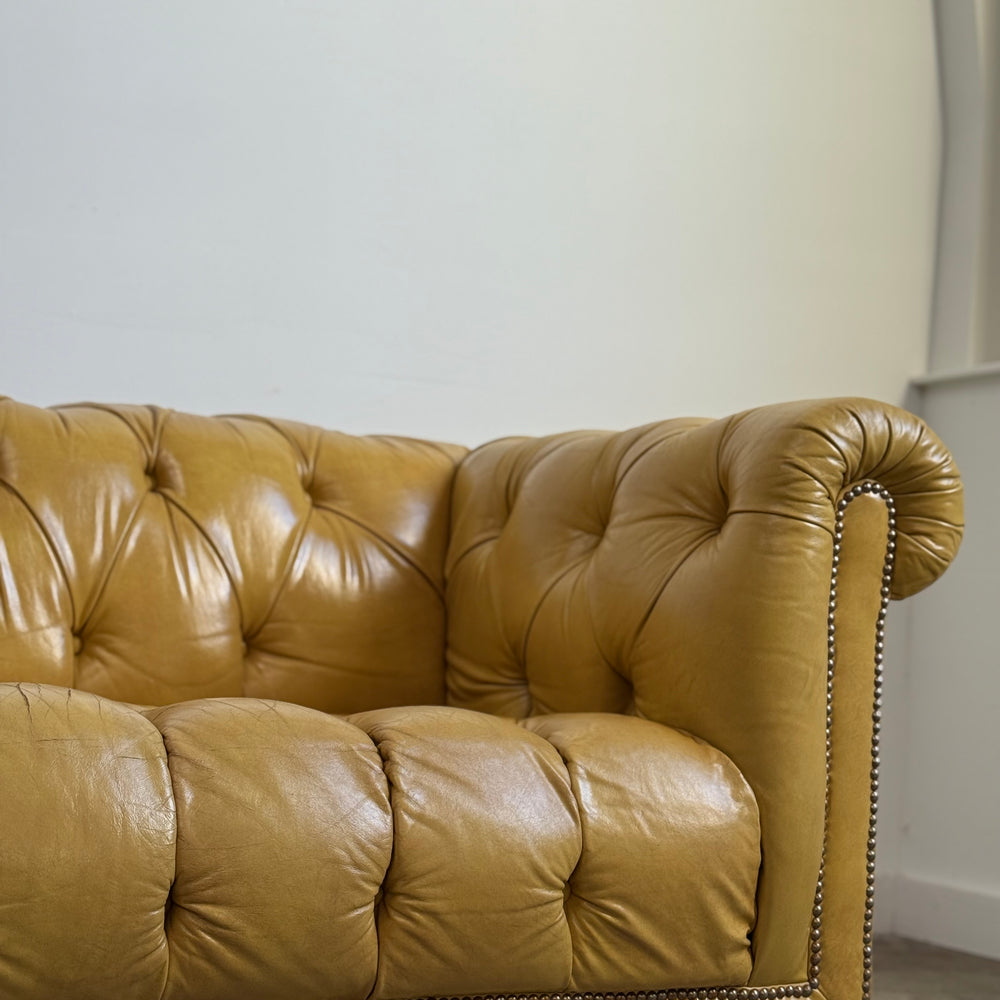 
                  
                    Vintage Yellow Leather Chesterfield Sofa C.1950
                  
                