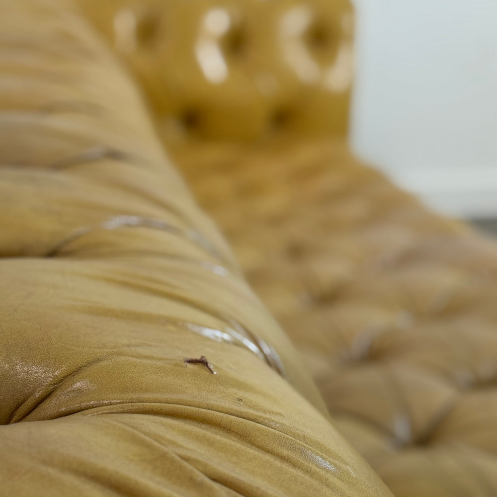 
                  
                    Vintage Yellow Leather Chesterfield Sofa C.1950
                  
                