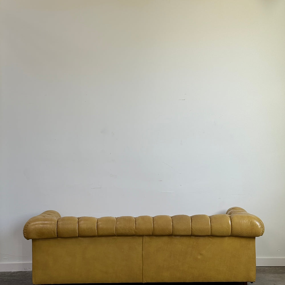
                  
                    Vintage Yellow Leather Chesterfield Sofa C.1950
                  
                