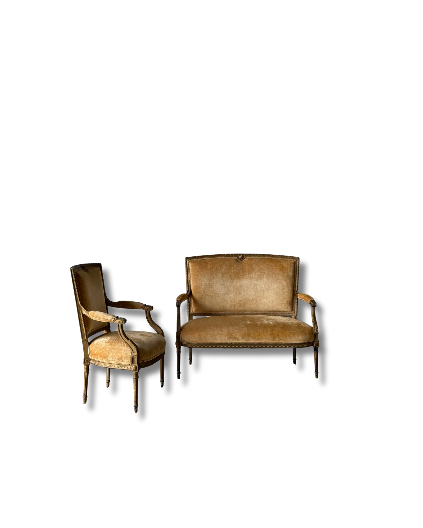 Antique Louis XVI Style Giltwood Parlor Set