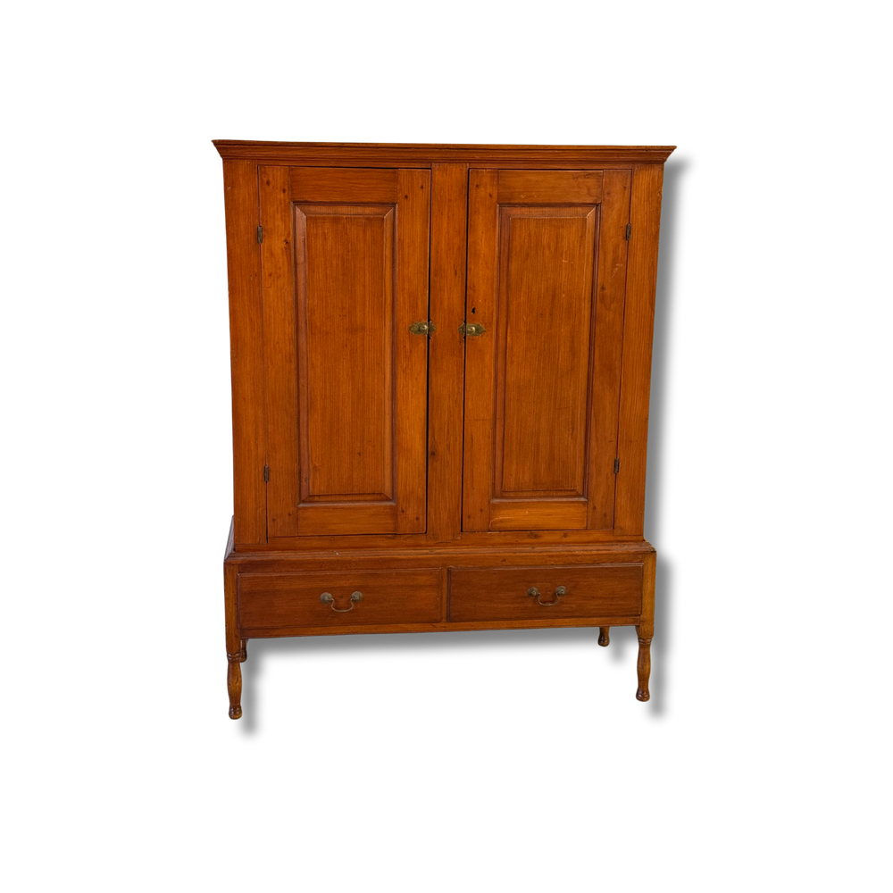 Antique Pine Cupboard On Turned Legs 19th c.