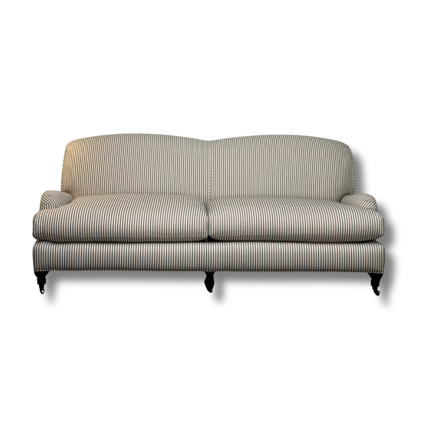 Clara Two Cushion Sofa in Charcoal Ticking