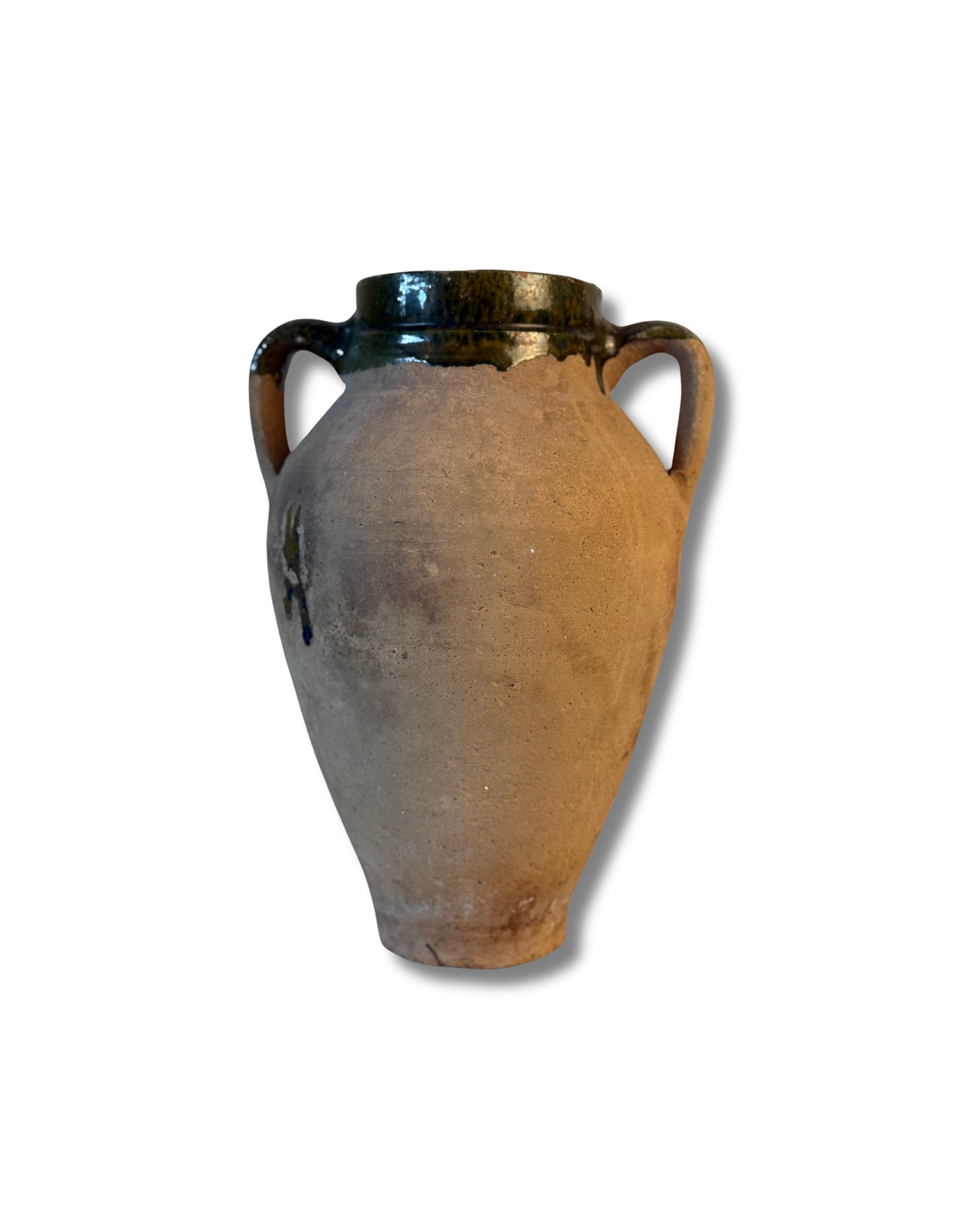 Antique Stoneware Jug With Green Glaze