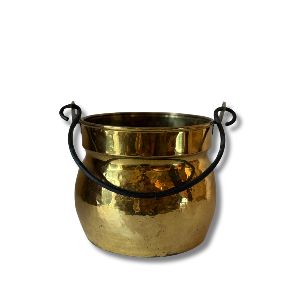 Antique French Hammered Brass Jardiniere or pot