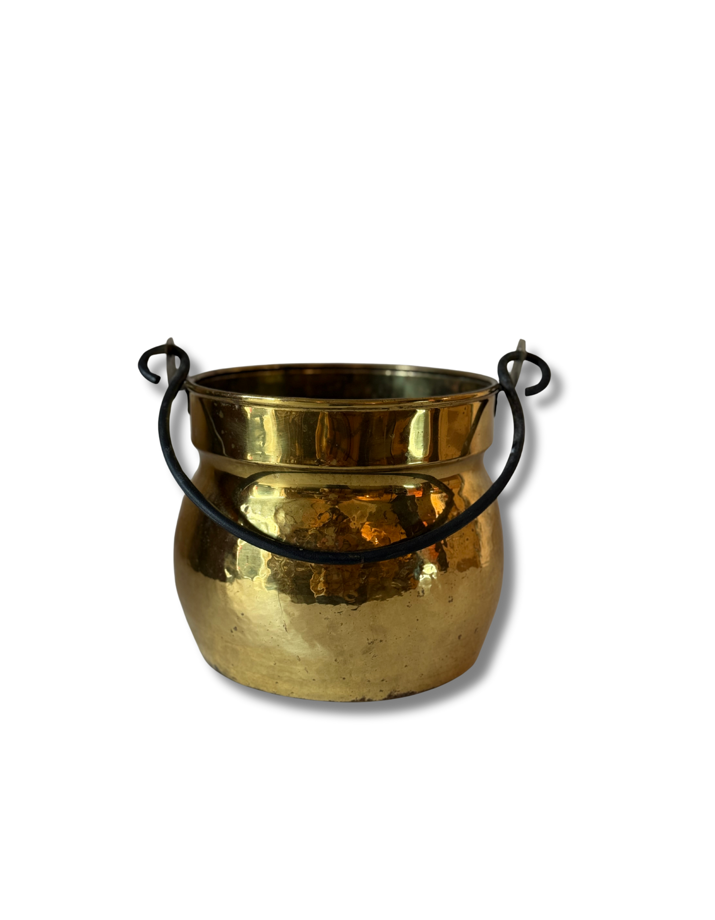 Antique French Hammered Brass Jardiniere or pot