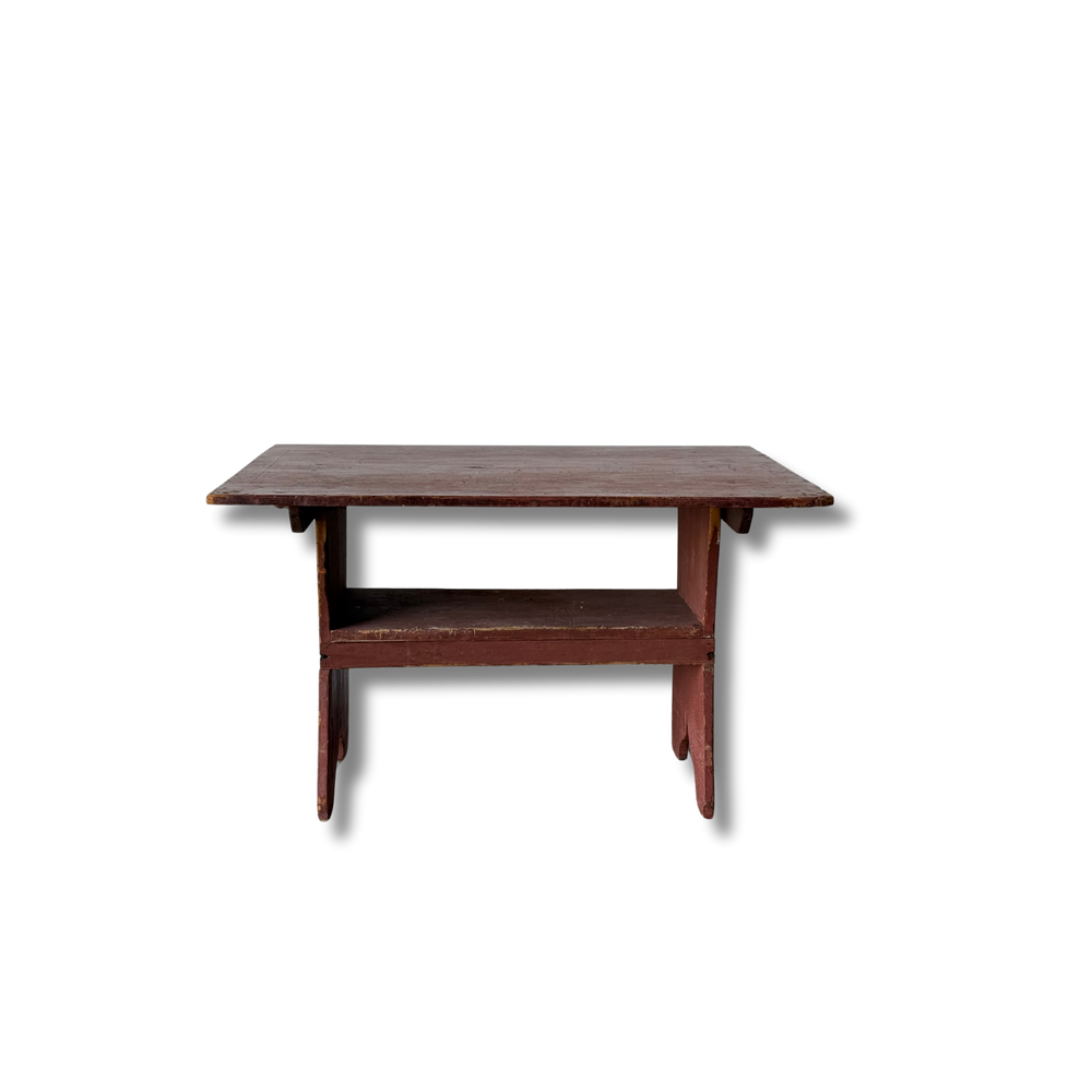 Nice Antique Primitive Red Wash Hutch Table