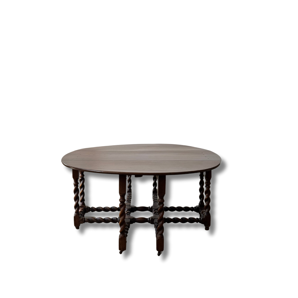 Jacobean Oak Double Swing Leg Drop Leaf Table