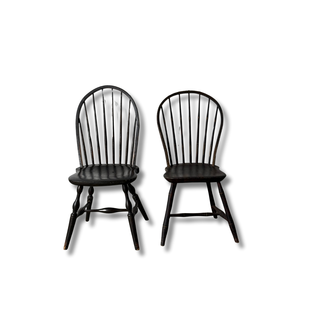 Two Antique Bow Back Windsor Side Chairs