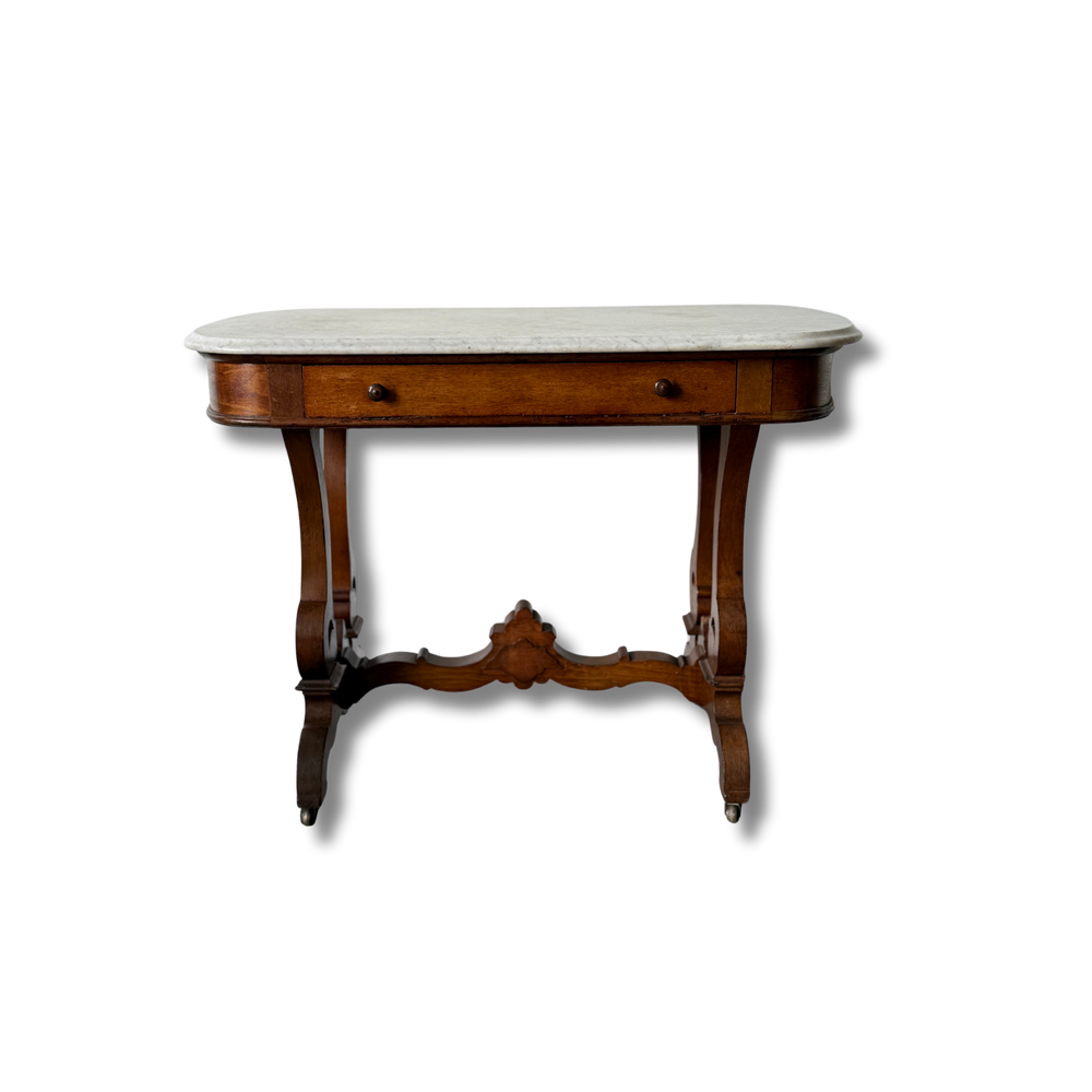 Antique Victorian  Marble Top Parlor Table
