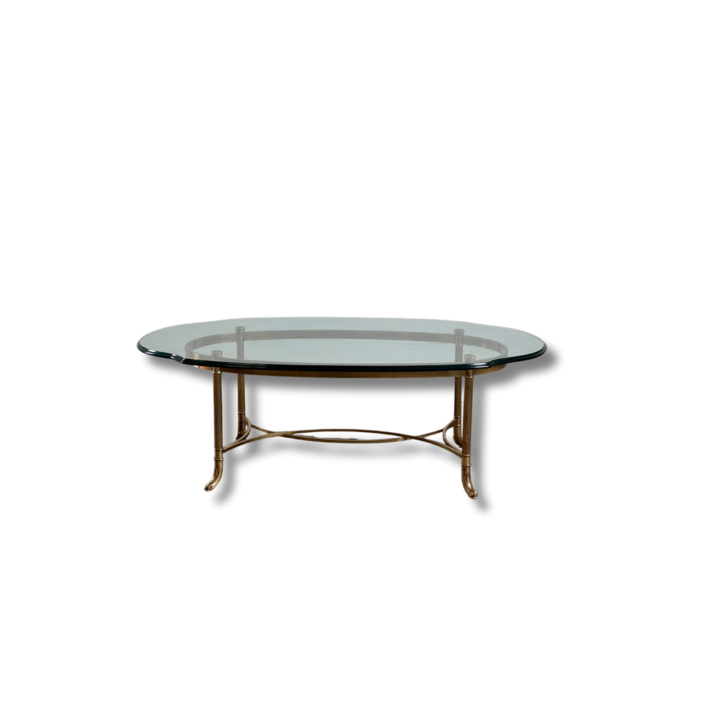 Vintage La Barge Regency Brass and Glass Top Coffee Table