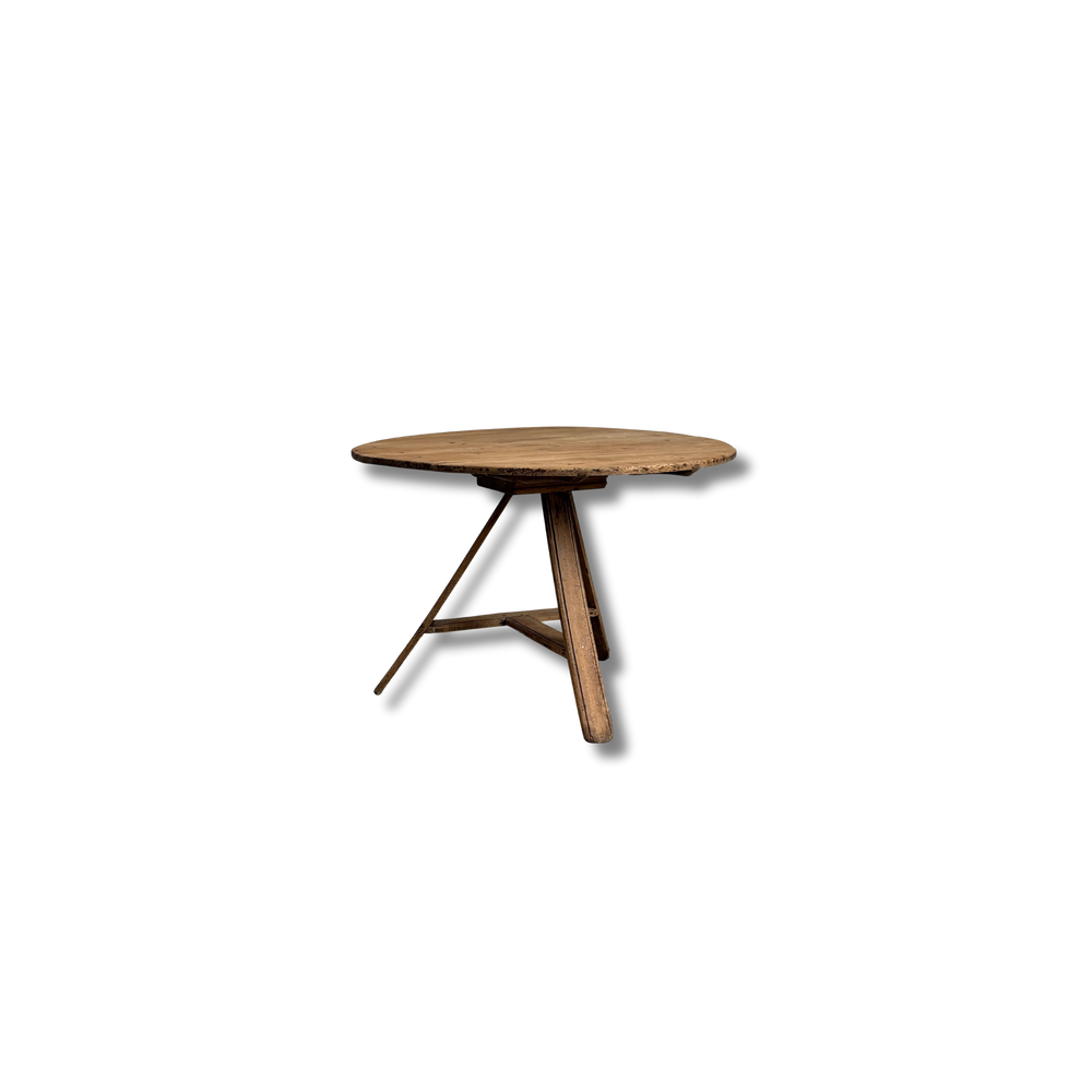 Antique English Scrubbed Pine Cricket Table