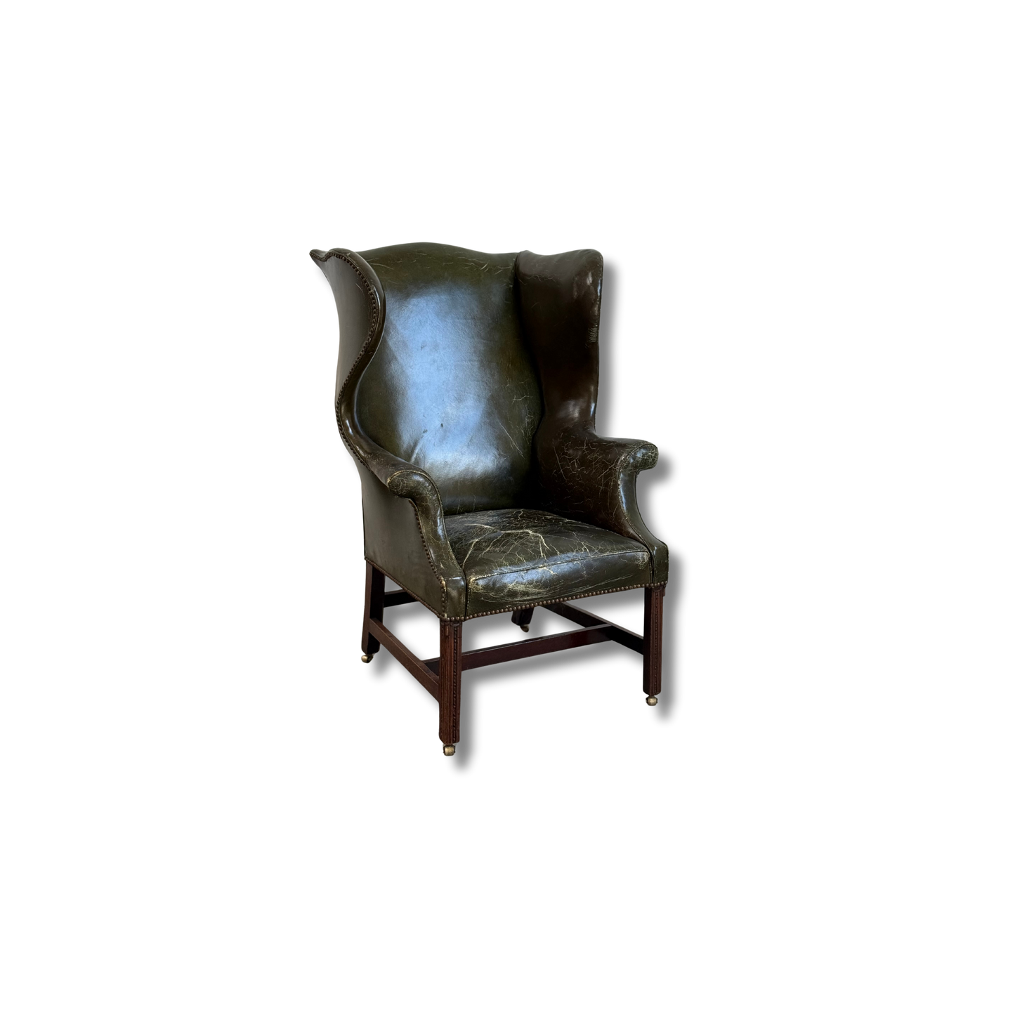 English Leather Wingback Chair