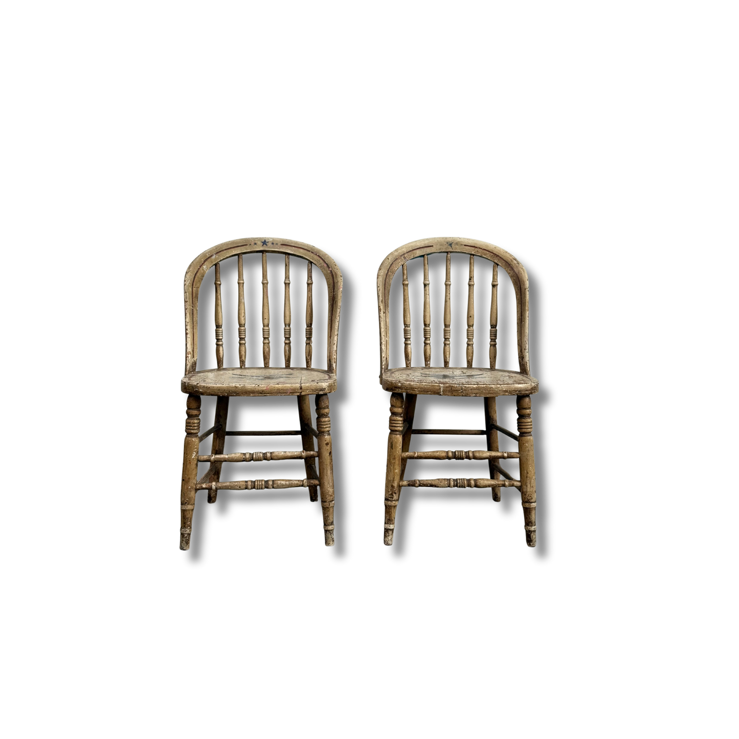 Pair of Antique Patriotic Painted wood Chairs
