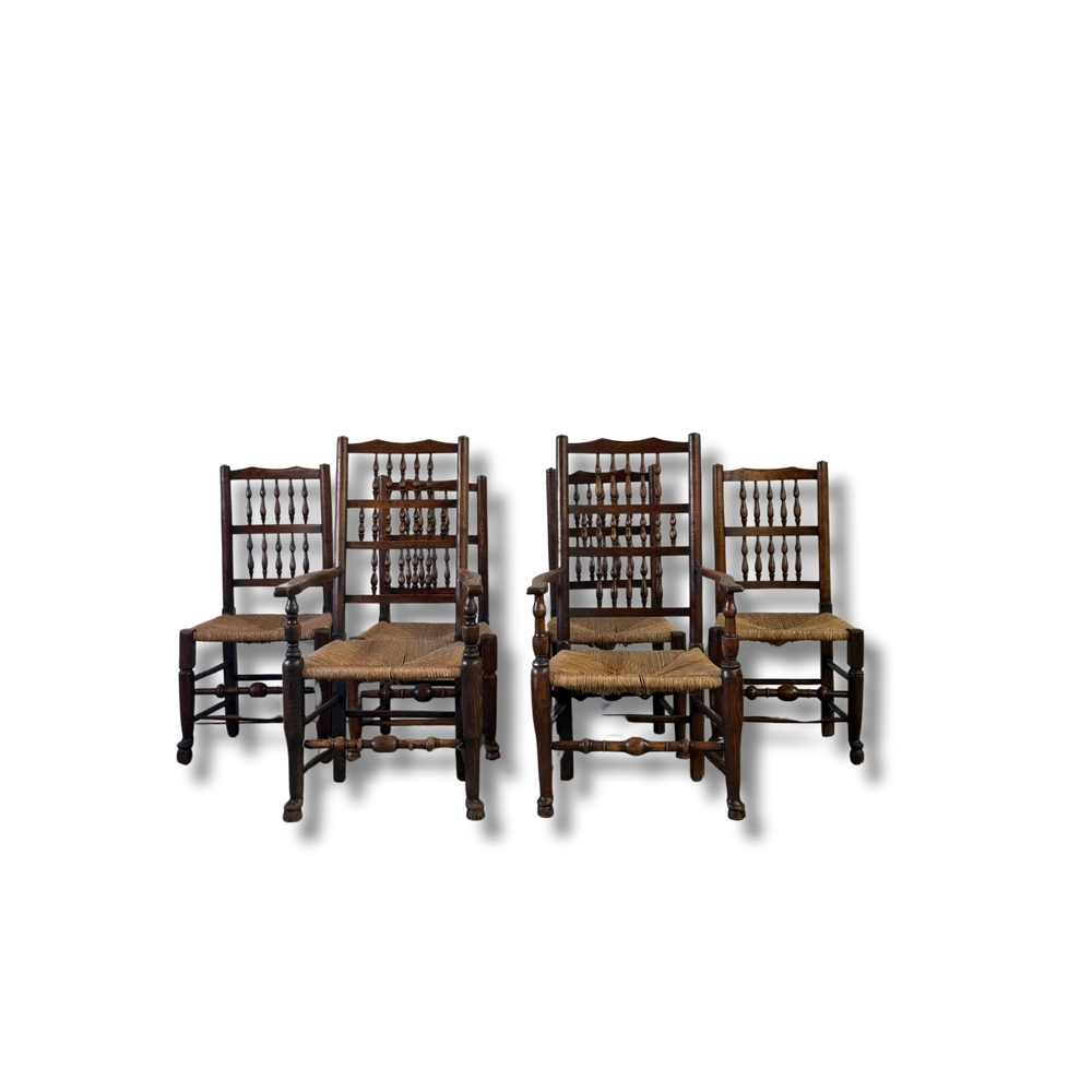 Set of six Antique Lancashire Spindle Back Chairs