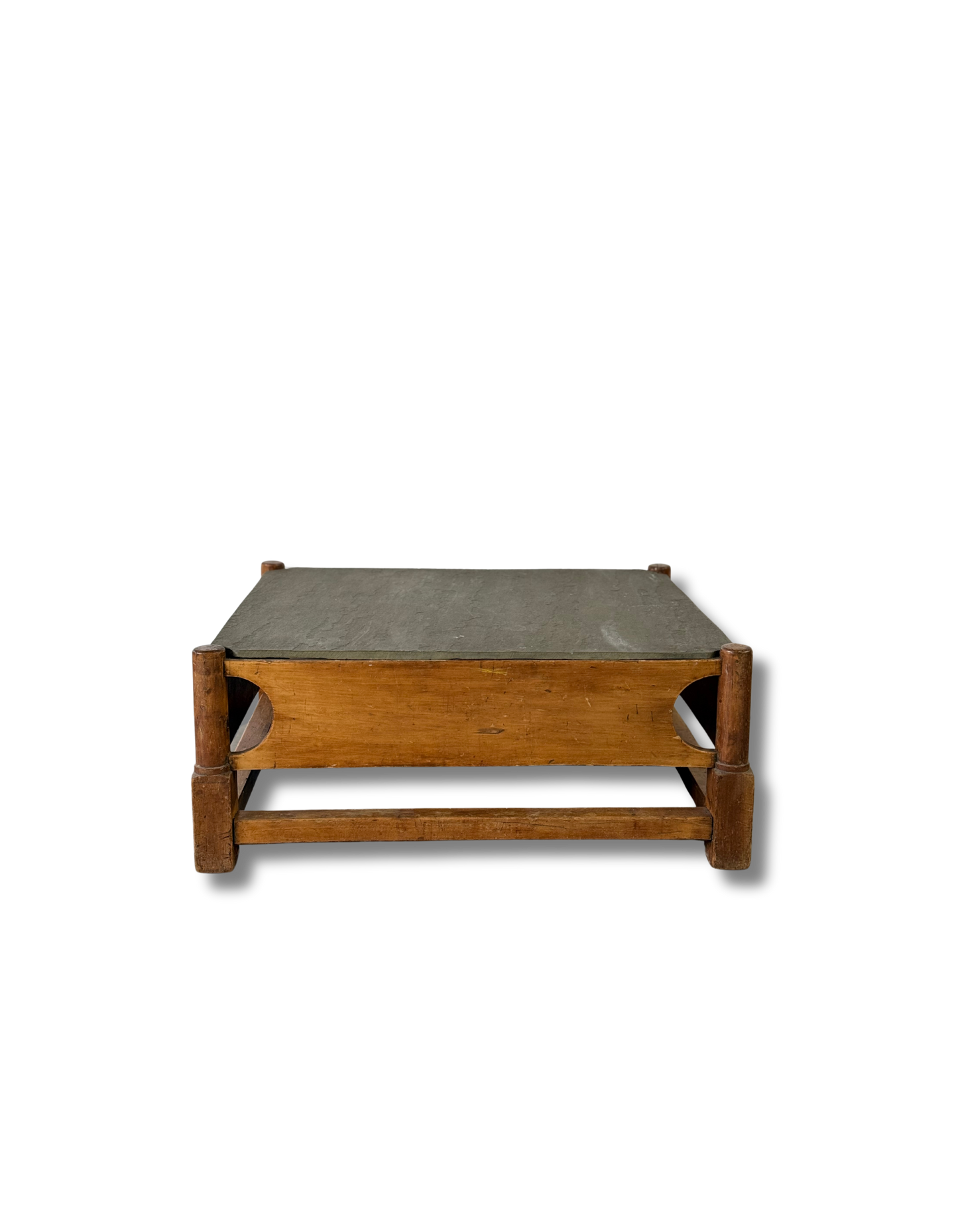 Coffee Table From Reclaimed 18th C. Rope Bed with Stone Top
