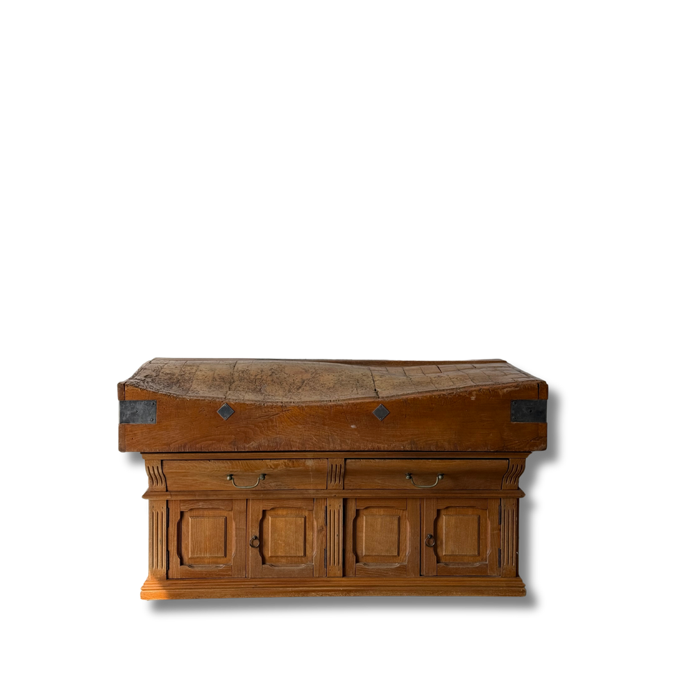 Antique French Butcher's Block Island C. 1910