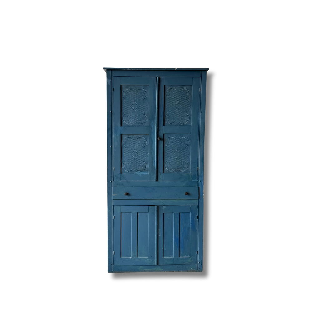 Antique Blue Painted Pie Safe